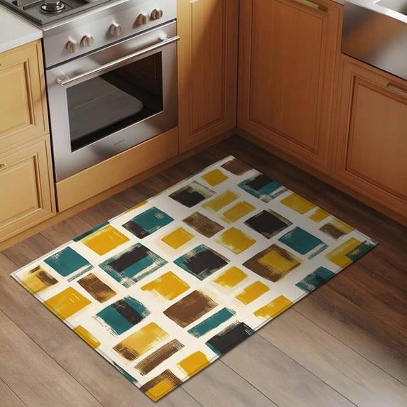 Area Rug 2x3ft Green Yellow Brown Geometric Washable Area Rugs for ...