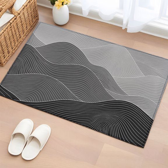 Area Rug 2x3ft Grey Mountain Ridges Floor Entryway Rugs Indoor Floor Area Mat Carpets Doormat Entrance Mat for Entry Living Room Dining Room Kitchen, Topographic Lines Peaks Sofa Throw Carpet