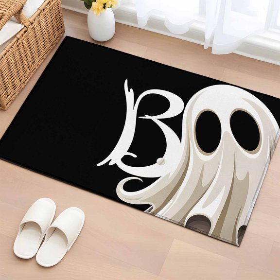 Area Rug 2x3ft, Halloween Scary Ghost Washable Rugs for Living Room Bedroom, Black White Soft Non-slip Area Rugs Rectangle Floor Carpet for Dining Room