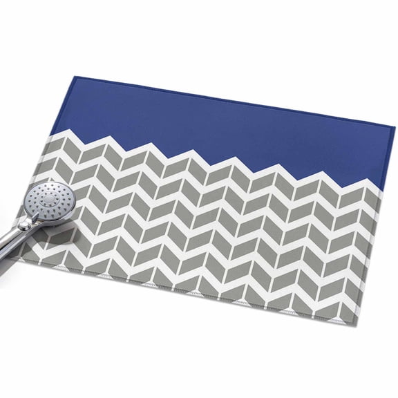 Area Rug 2x3ft Herringbone Pattern Washable Area Rugs for Living Room Vintage Dark Blue Grey Non Slip Floor Carpet Mat for Kitchen Entryway Bathroom Office Home Decor