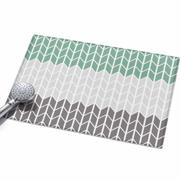 Area Rug 2x3ft Herringbone Pattern Washable Area Rugs for Living Room Vintage Turquoise Ombre Grey Non Slip Floor Carpet Mat for Kitchen Entryway Bathroom Office Home Decor