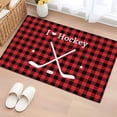 thumbnail image 1 of Area Rug 2x3ft, Hockey Sports Star Red Buffalo Plaid Washable Rugs for Living Room Bedroom, Black Check White Shadow Soft Non-slip Area Rugs Rectangle Floor Carpet for Dining Room, 1 of 9