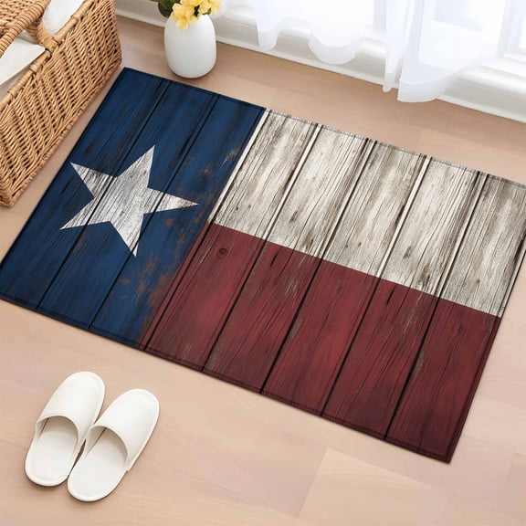 Area Rug 2x3ft Independence Day USA State Flag Star Area Rugs Washable Low Pile Floor Carpet for Bedroom, Retro Farm Wood Grain Non Slip Soft Rugs for Living Room Entryway Dining Room