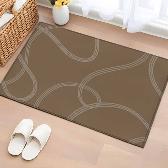 Area Rug 2x3ft Khaki Swirling Ribbons Floor Entryway Rugs Indoor Floor Area Mat Carpets Doormat Entrance Mat for Entry Living Room Dining Room Kitchen, Wavy Lines Abstract Tracks Sofa Throw Carpet