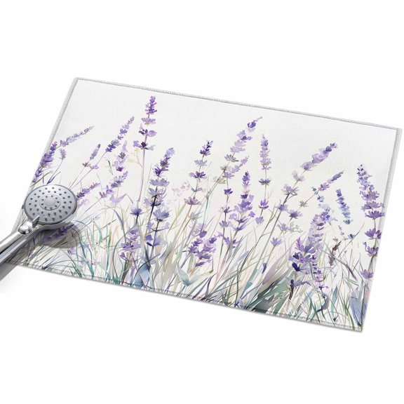 Area Rug 2x3ft Lavender Washable Area Rugs for Living Room Spring Flower Leaves Non Slip Floor Carpet Mat for Kitchen Entryway Bathroom Office Home Decor