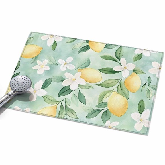 Area Rug 2x3ft Lemon Fruit Washable Area Rugs for Living Room Green Leaves Floral Non Slip Floor Carpet Mat for Kitchen Entryway Bathroom Office Home Decor
