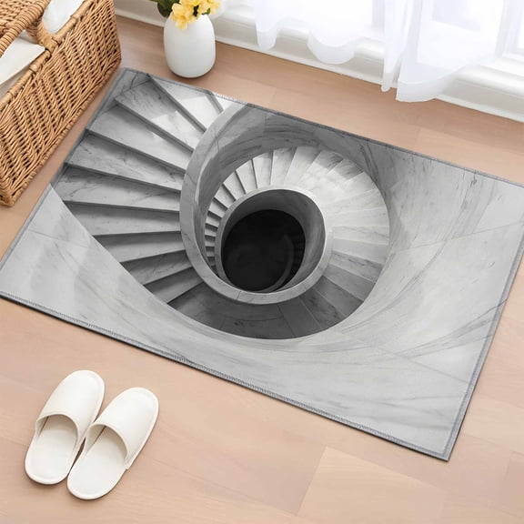 Area Rug 2x3ft, Marble Spiral Staircase Washable Rugs for Living Room Bedroom, Monochrome Architecture Soft Non-slip Area Rugs Rectangle Floor Carpet for Dining Room
