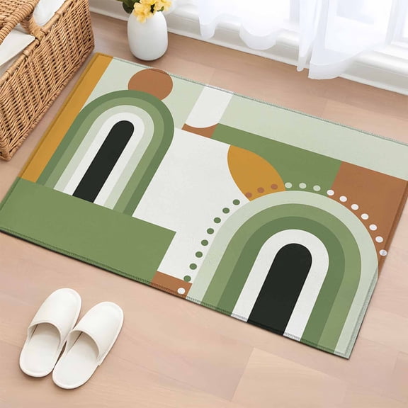 Area Rug 2x3ft, Mid Century Modern Retro Washable Rugs for Living Room Bedroom, Abstract Boho Art Soft Non-slip Area Rugs Rectangle Floor Carpet for Dining Room