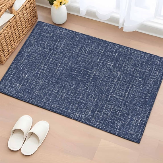 Area Rug 2x3ft Minimalist Navy Blue Area Rugs Washable Low Pile Floor ...