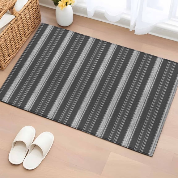 Area Rug 2x3ft, Modern Black Gray Stripe Washable Rugs for Living Room Bedroom, Abstract Minimalist Ombre Line Soft Non-slip Area Rugs Rectangle Floor Carpet for Dining Room