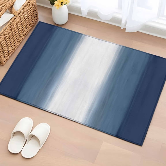 Area Rug 2x3ft Modern Blue White Gradient Area Rugs Washable Low Pile Floor Carpet for Bedroom, Abstract Minimalist Theme Non Slip Soft Rugs for Living Room Entryway Dining Room