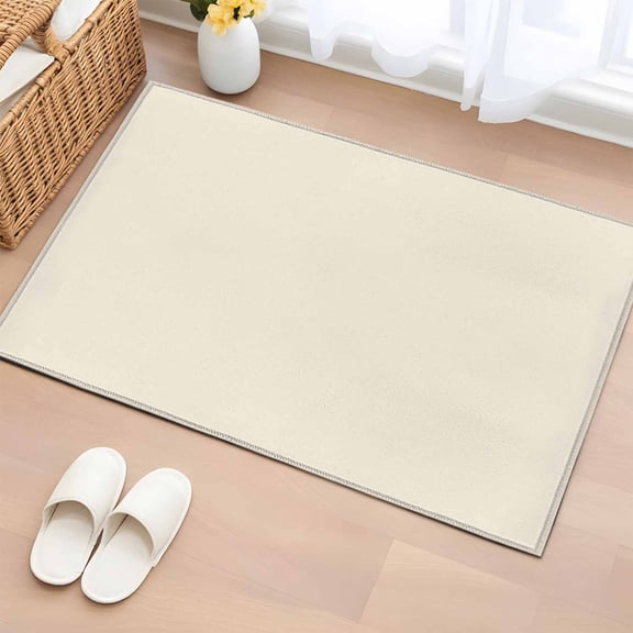 Area Rug 2x3ft Modern Solid Color Cream Art Area Rugs Washable Low Pile Floor Carpet for Bedroom, Simple Minimalist Style Non Slip Soft Rugs for Living Room Entryway Dining Room