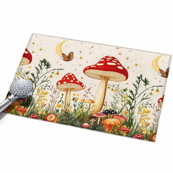 Area Rug 2x3ft Moon Star Red Mushroom Washable Area Rugs for Living Room Butterfly Flower Grass Non Slip Floor Carpet Mat for Kitchen Entryway Bathroom Office Home Decor
