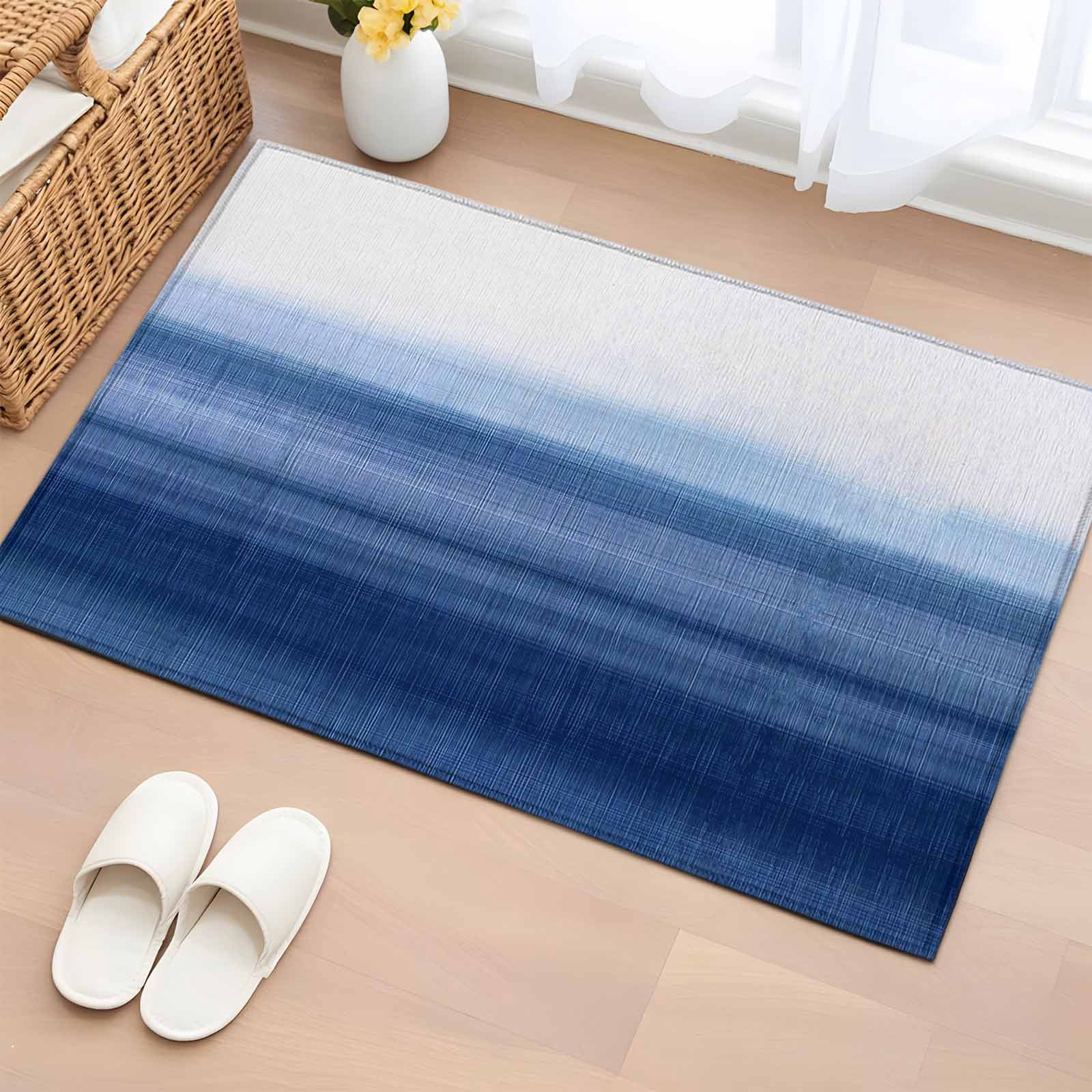 Area Rug 2x3ft, Ocean Dark Blue Gradient Washable Rugs for Living Room ...