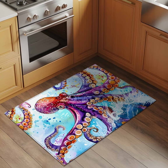 Area Rug 2x3ft Octopus Tentacles Washable Area Rugs for Living Room Sea Ocean Animal Underwater Marine Life Non-Slip Kitchen Mats Soft Carpet for Entryway, Bathroom, Office, and Home Decor