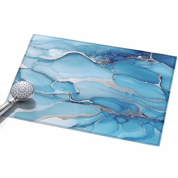 Area Rug 2x3ft Ombre Blue Gray Stripes Wave Washable Area Rugs for Living Room Abstract Ocean Non Slip Floor Carpet Mat for Kitchen Entryway Bathroom Office Home Decor