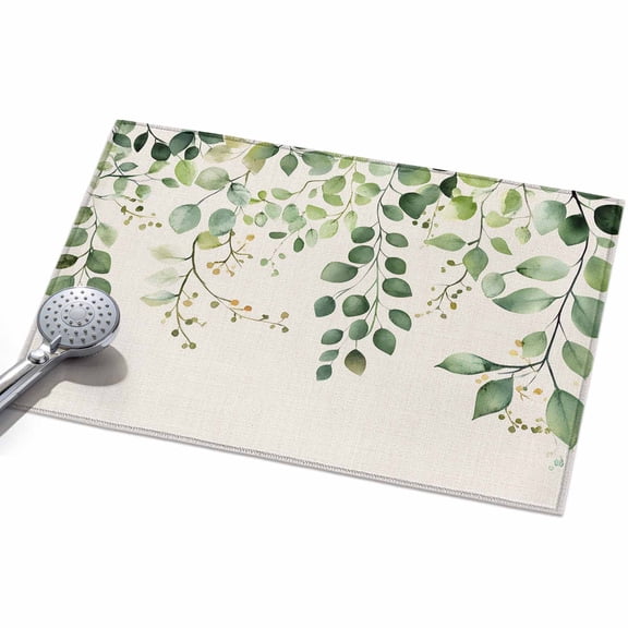 Area Rug 2x3ft Ombre Green Eucalyptus Leaf Washable Area Rugs for Living Room Vintage Branch Plant Non Slip Floor Carpet Mat for Kitchen Entryway Bathroom Office Home Decor