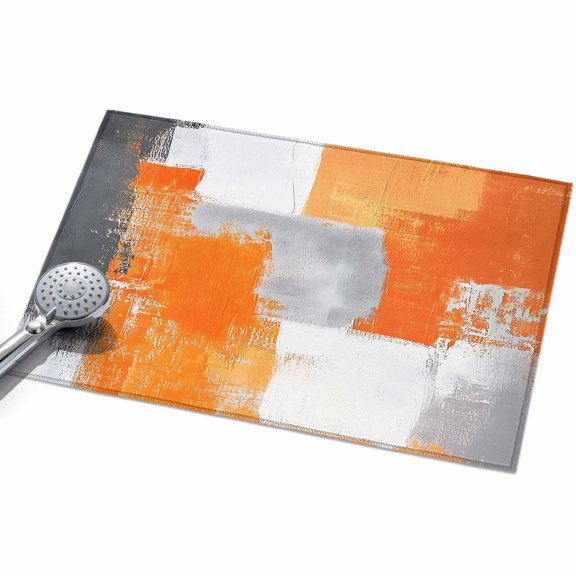 Area Rug 2x3ft Orange Gray Washable Area Rugs for Living Room Abstract Style Non Slip Floor Carpet Mat for Kitchen Entryway Bathroom Office Home Decor