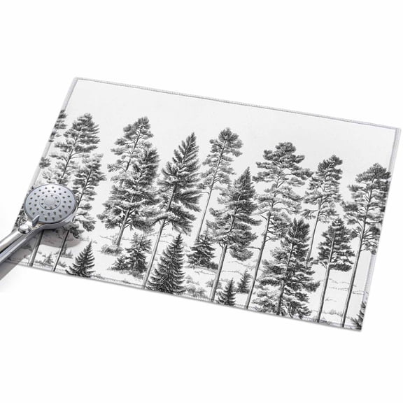 Area Rug 2x3ft Pine Forest Washable Area Rugs for Living Room Tree Black Non Slip Floor Carpet Mat for Kitchen Entryway Bathroom Office Home Decor