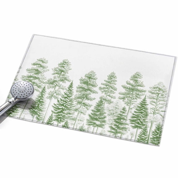 Area Rug 2x3ft Pine Tree Forest Washable Area Rugs for Living Room Plant Green Non Slip Floor Carpet Mat for Kitchen Entryway Bathroom Office Home Decor