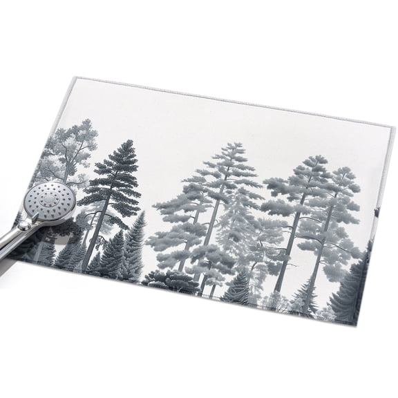 Area Rug 2x3ft Pine Tree Washable Area Rugs for Living Room Forest White Black Non Slip Floor Carpet Mat for Kitchen Entryway Bathroom Office Home Decor