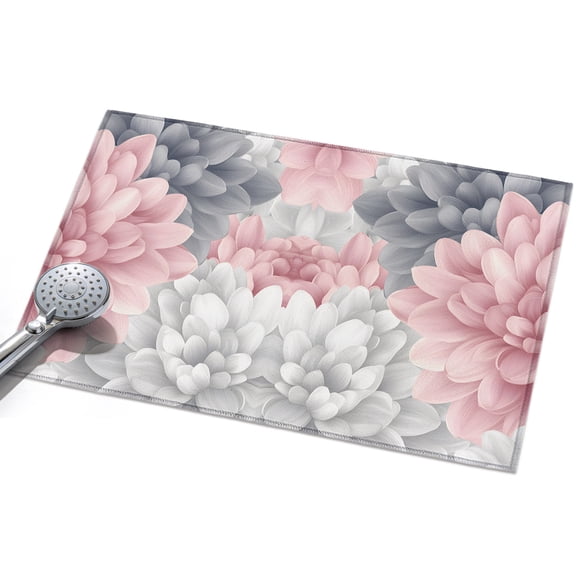 Area Rug 2x3ft Pink Gray Flowers Washable Area Rugs for Living Room Spring Pastoral Non Slip Floor Carpet Mat for Kitchen Entryway Bathroom Office Home Decor