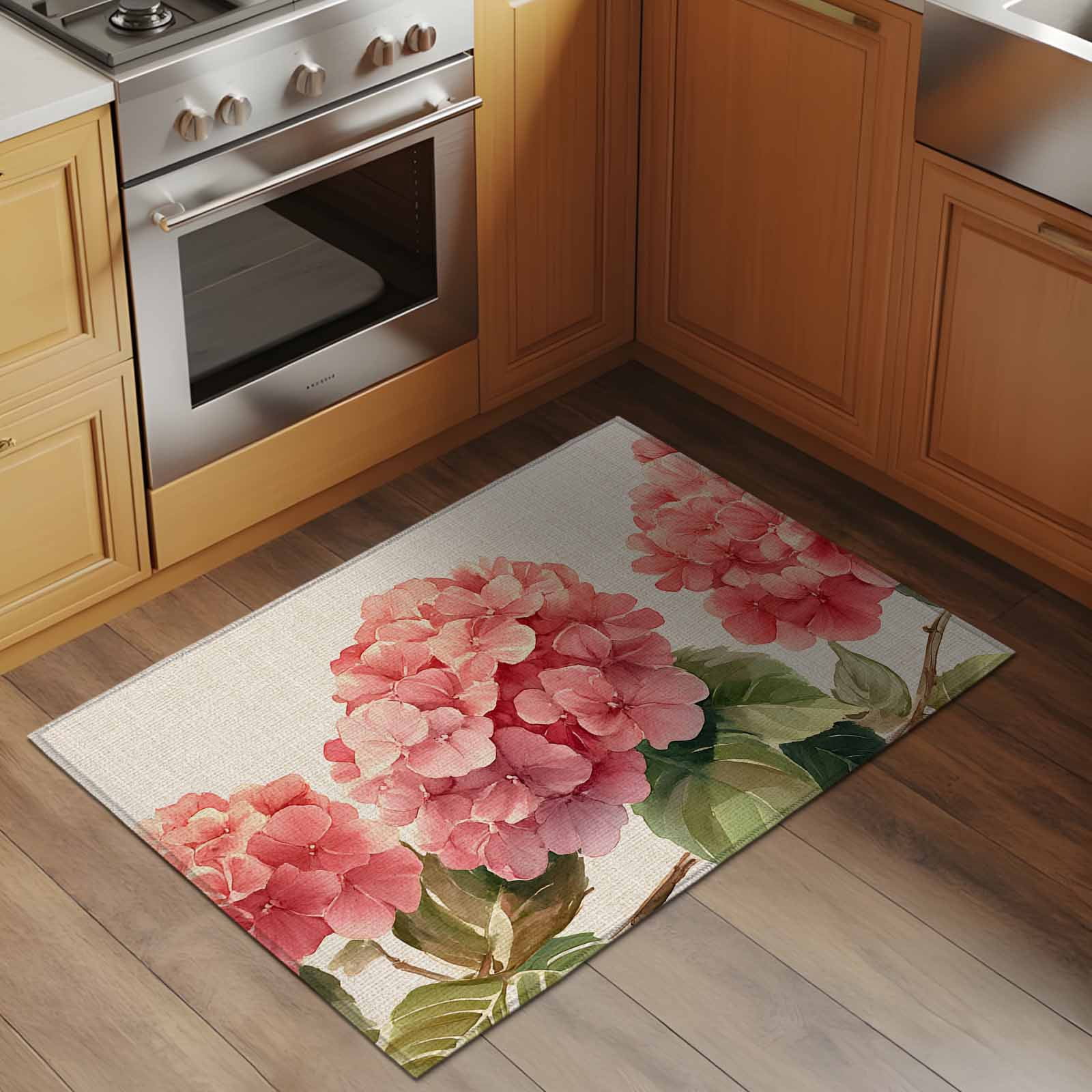 Area Rug 2x3ft Pink Hydrangea Washable Area Rugs for Living Room Linen ...