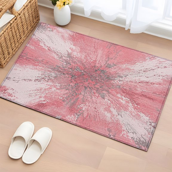 Area Rug 2x3ft Pink Radiating Burst Floor Entryway Rugs Indoor Floor Area Mat Carpets Doormat Entrance Mat for Entry Living Room Dining Room Kitchen Bedroom, Art Graffiti Sofa Throw Carpet