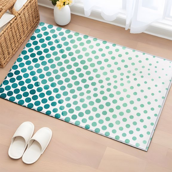 Area Rug 2x3ft, Polka Dots Green Gradient Washable Rugs for Living Room Bedroom, Modern Geometric Soft Non-slip Area Rugs Rectangle Floor Carpet for Dining Room