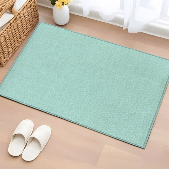 Area Rug 2x3ft Pure Color Mint Green Area Rugs Washable Low Pile Floor Carpet for Bedroom, Vintage Monochrome Art Non Slip Soft Rugs for Living Room Entryway Dining Room
