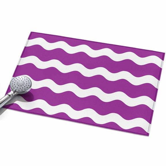 Area Rug 2x3ft Purple and White Stripes Washable Area Rugs for Living Room Sea Wave Non Slip Floor Carpet Mat for Kitchen Entryway Bathroom Office Home Decor