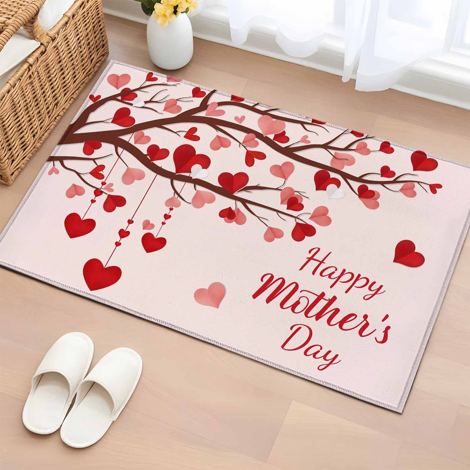 Area Rug 2x3ft, Red Love Heart Tree Washable Rugs for Living Room ...