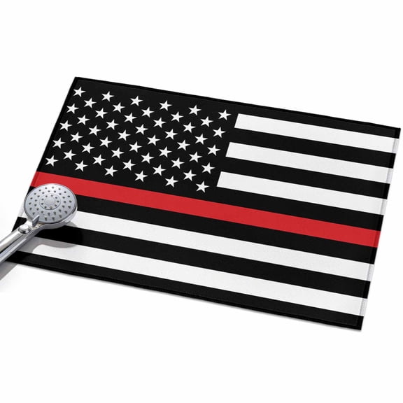 Area Rug 2x3ft Red Stripes American Firefighters Washable Area Rugs for Living Room Flag Stars Stripe Non Slip Floor Carpet Mat for Kitchen Entryway Bathroom Office Home Decor
