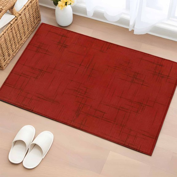 Area Rug 2x3ft Red Textile Weave Floor Entryway Rugs Indoor Floor Area Mat Carpets Doormat Entrance Mat for Entry Living Room Dining Room Kitchen Bedroom, Intersect Lines Linen Sofa Throw Carpet