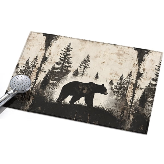 Area Rug 2x3ft Retro Bear Forest Washable Area Rugs for Living Room Oil Painting Brown Non Slip Floor Carpet Mat for Kitchen Entryway Bathroom Office Home Decor