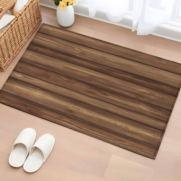 Area Rug 2x3ft, Rural Style Brown Wooden Barn Washable Rugs for Living Room Bedroom, Vintage Farm Wood Plank Soft Non-slip Area Rugs Rectangle Floor Carpet for Dining Room