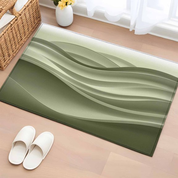 Area Rug 2x3ft Sage Green Gradient Fluid Art Area Rugs Washable Low Pile Floor Carpet for Bedroom, Modern Abstract Geometric Non Slip Soft Rugs for Living Room Entryway Dining Room