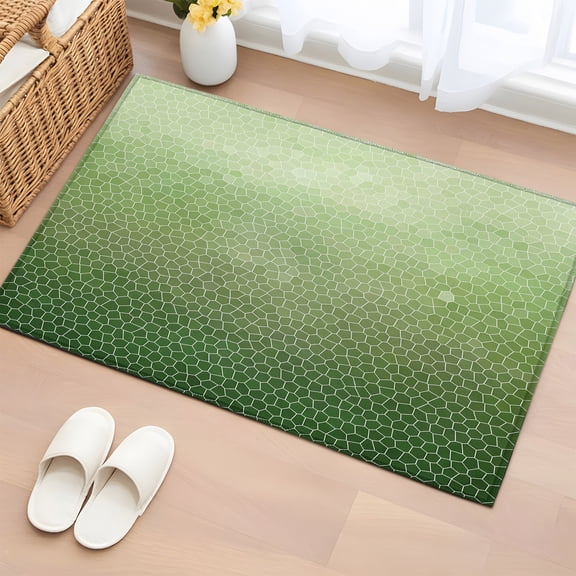 Area Rug 2x3ft Sage Green Gradient Plaid Area Rugs Washable Low Pile Floor Carpet for Bedroom, Natural Forest Theme Non Slip Soft Rugs for Living Room Entryway Dining Room
