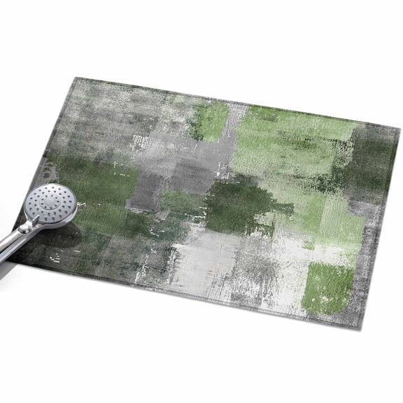 Area Rug 2x3ft Sage Green Gray Block Washable Area Rugs for Living Room Modern Abstract Art Non Slip Floor Carpet Mat for Kitchen Entryway Bathroom Office Home Decor