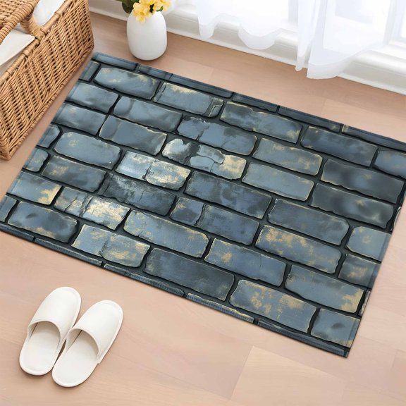 Area Rug 2x3ft Shabby Rustic Old Brick Wall Area Rugs Washable Low Pile Floor Carpet for Bedroom, Vintage Brick Non Slip Soft Rugs for Living Room Entryway Dining Room
