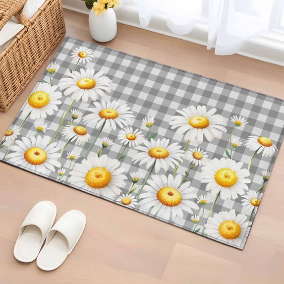 Area Rug 2x3ft Spring White Daisy Flower Area Rugs Washable Low Pile ...