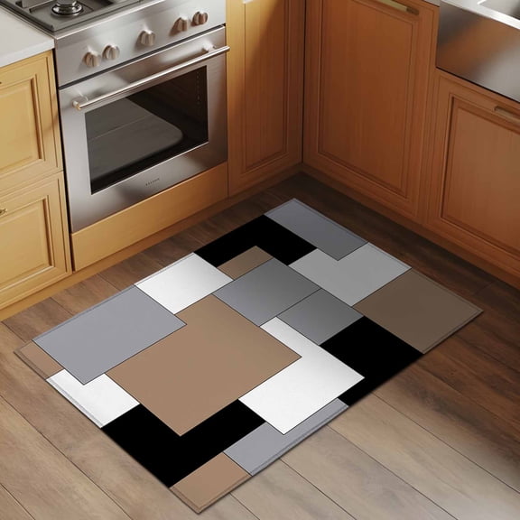 Area Rug 2x3ft Square Abstract Washable Area Rugs for Living Room Black Grey White Non-Slip Kitchen Mats Soft Carpet for Entryway, Bathroom, Office, and Home Decor