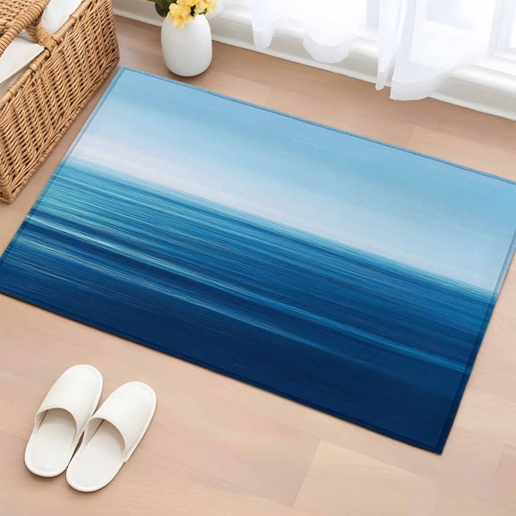 Area Rug 2x3ft, Summer Blue Sea Ocean Washable Rugs for Living Room Bedroom, Tranquility Minimalist Style Soft Non-slip Area Rugs Rectangle Floor Carpet for Dining Room
