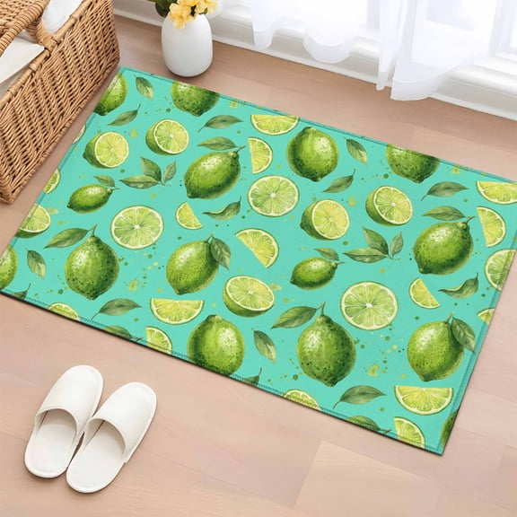 Area Rug 2x3ft Summer Lemon Lime Slice Carpets Indoor Floor Area Mat Doormat Entrance Mat Rugs for Entry Living Room Dining Room Kitchen Bedroom, Teal Tropical Fruit Sofa Throw Carpet
