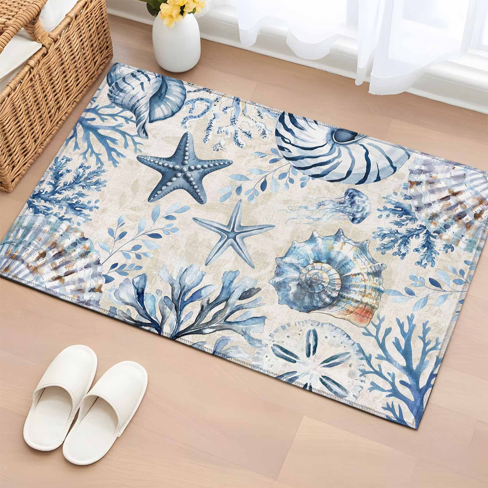 Area Rug 2x3ft Summer Marine Life Starfish Area Rugs Washable Low Pile ...