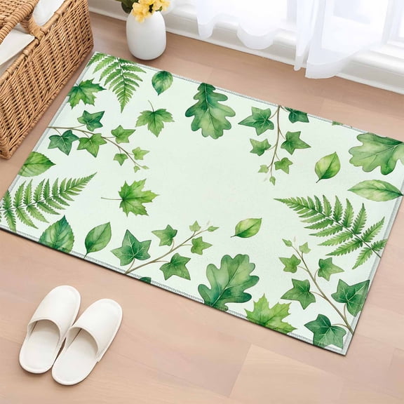Area Rug 2x3ft, Summer Plants Ivy Oak Leaves Washable Rugs for Living Room Bedroom, Green Leaf Ferns Soft Non-slip Area Rugs Rectangle Floor Carpet for Dining Room