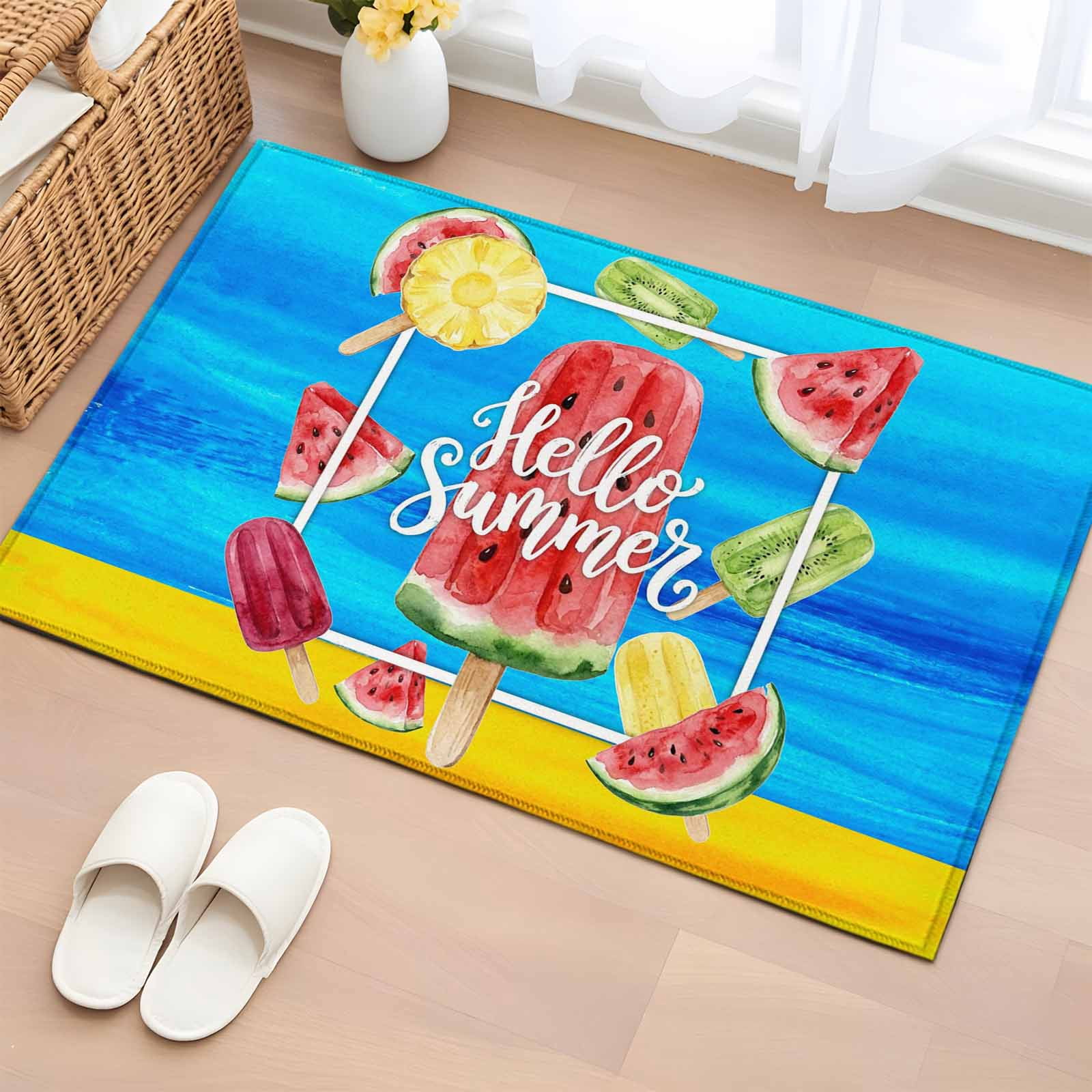 Area Rug 2x3ft, Summer Watercolor Fruit Ice-lolly Washable Rugs for ...