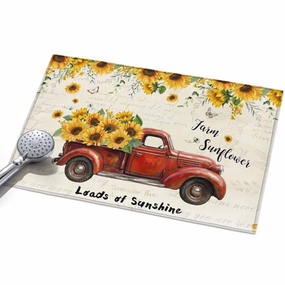 Area Rug 2x3ft Sunflower Red Truck Washable Area Rugs for Living Room ...