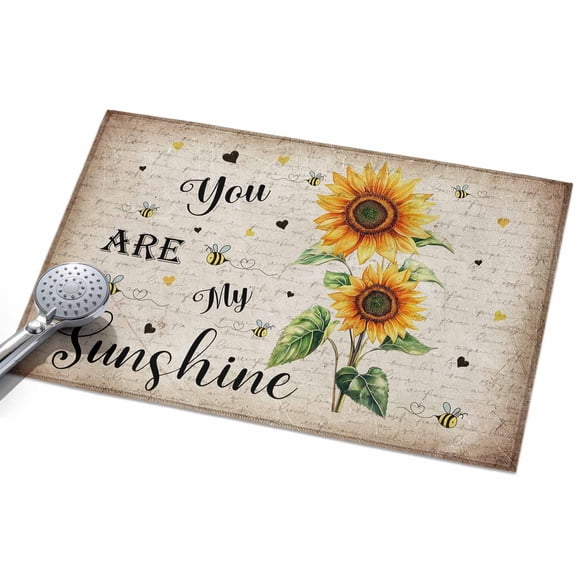 Area Rug 2x3ft Sunflower Washable Area Rugs for Living Room My Sunshine Retro Floral Non Slip Floor Carpet Mat for Kitchen Entryway Bathroom Office Home Decor