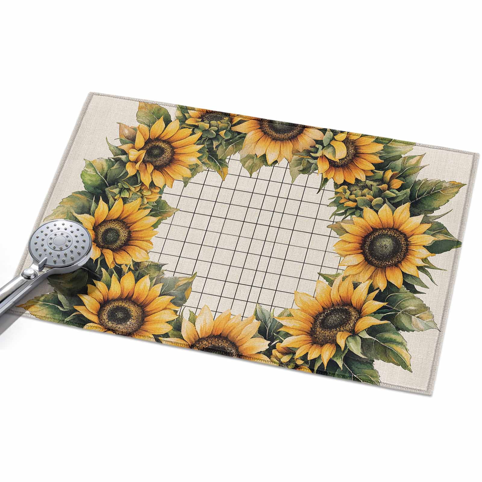 Area Rug 2x3ft Sunflowers Wreath Washable Area Rugs for Living Room ...
